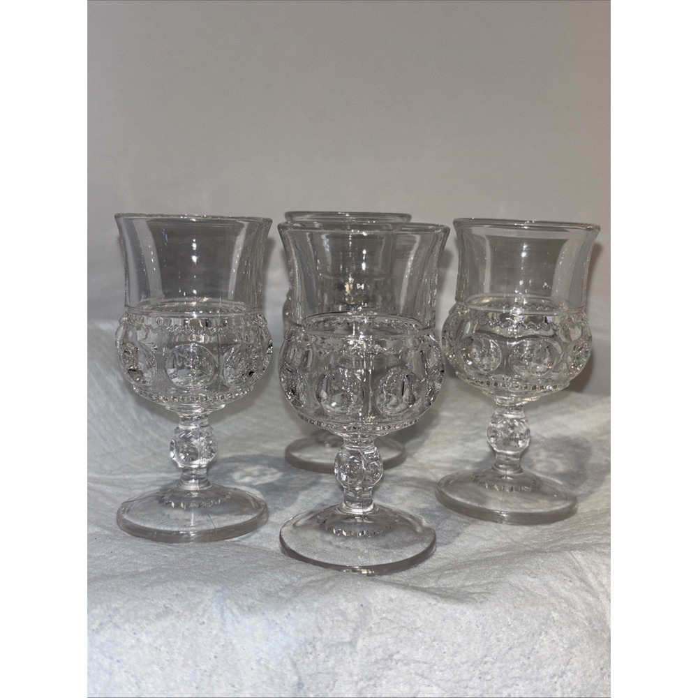 Tiffin Glass kings‎ Crown Franciscan Set of 4 Thumbprint Cordials
